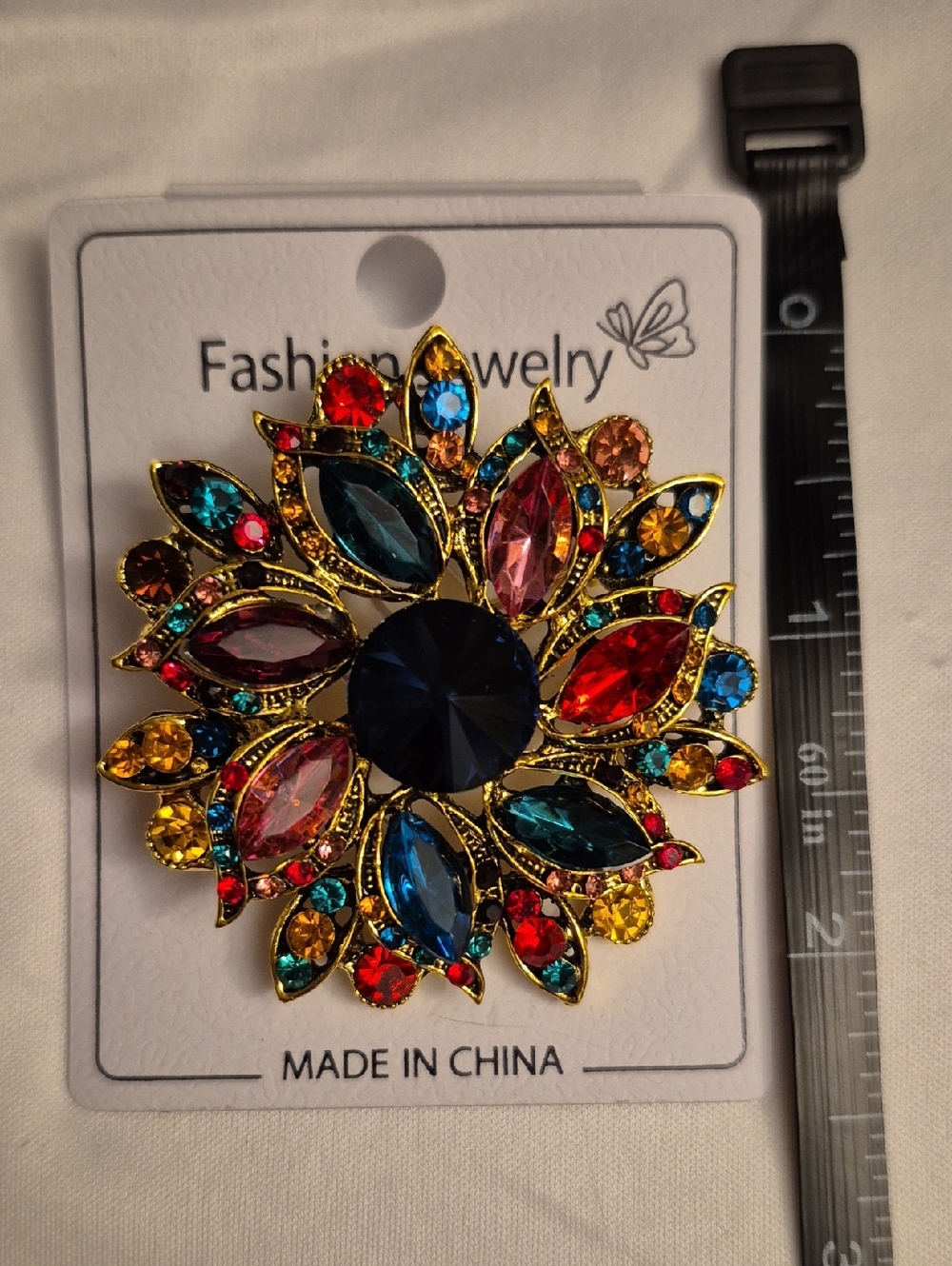 Multicolor Crystal Floral Statement Brooch/Pendant
